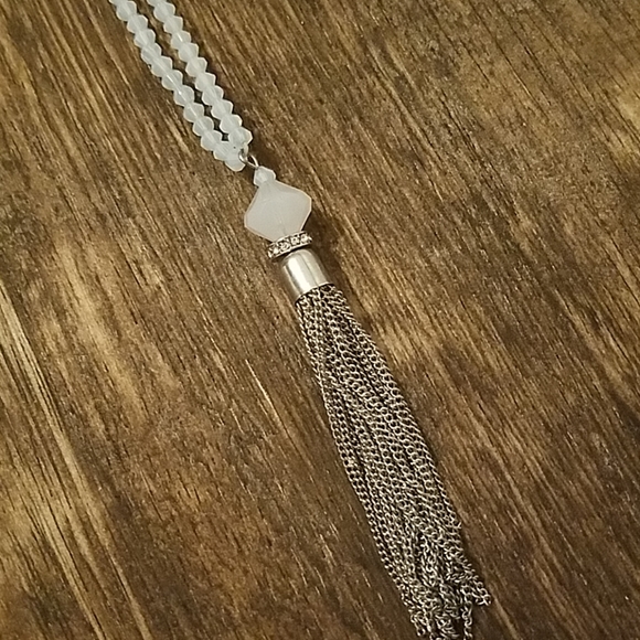 Long Iridescent Tassel Necklace - Picture 2 of 4